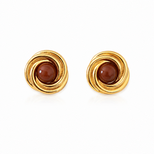 Brinco Espiral com Esmaltado Marrom – Banho em Ouro