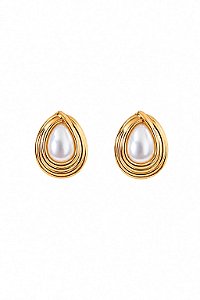 Brinco Gota com Pérola – Banho em Ouro