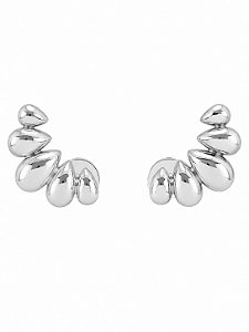 Brinco Ear Cuff Gotas – Banho em Ródio Branco