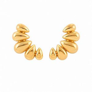 Brinco Ear Cuff Gotas – Banho em Ouro Amarelo 18K