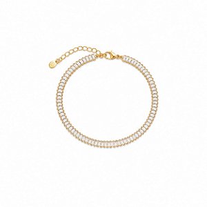 Pulseira Riviera Zircônias Baguete – Banho em Ouro Amarelo 18K