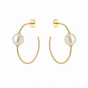 Brinco Argola com Pérola – Banho em Ouro Amarelo 18K