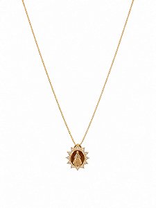 Colar Religioso Nossa Senhora Cravejado – Banho em Ouro Amarelo 18K