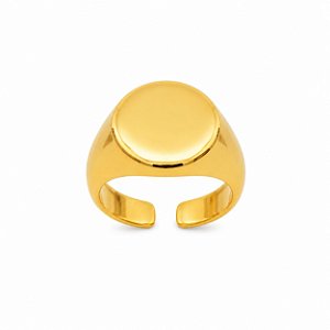 Anel Mindinho Redondo Achatado – Banho em Ouro
