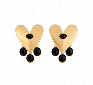 Brinco Coração Esmaltado – Banho em Ouro
