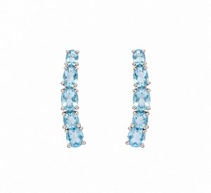 Brinco Ear Cuff Água-Marinha – Banho em Ródio Branco