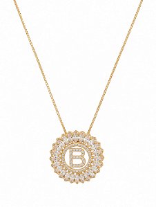 Colar Mandala Navete Letra B – Banho em Ouro Amarelo 18K