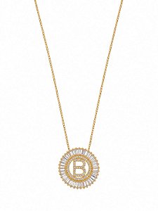 Colar Mandala Navete Letra B – Banho em Ouro Amarelo 18k