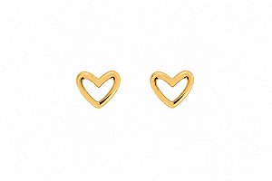 Brinco Coração Vazado Banho em Ouro 18K