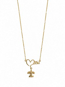 Colar Mãe Pingente Cão Liso – Banho em Ouro Amarelo 18K