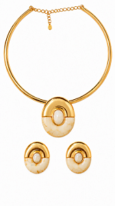 Conjunto Oval Esmaltado – Banho em Ouro 18K
