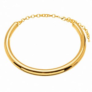Choker Tubo Liso com Banho em Ouro 18K