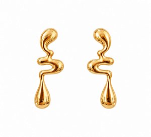 Brinco Orgânico Gota Alongada – Banho em Ouro 18K