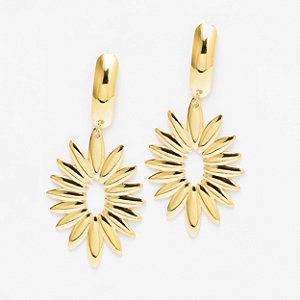 Brinco Cocar Pino no Banho Ouro18k
