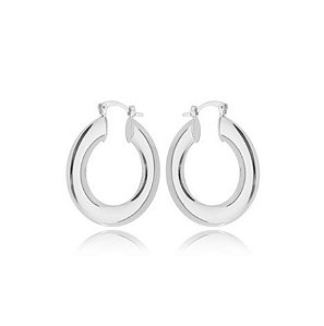 Brinco  de Argola Lisa - Ródio Branco