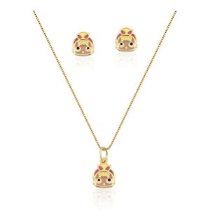 Conjunto Kids Brinco e Corrente - Banho em Ouro