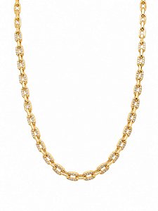Choker Cravejada com Fecho Trava – Banho em Ouro Amarelo 18K