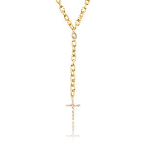 Colar Elos Cruz Cristal