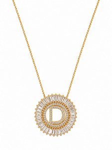 Colar Mandala Navete Letra D – Banho em Ouro Amarelo 18k