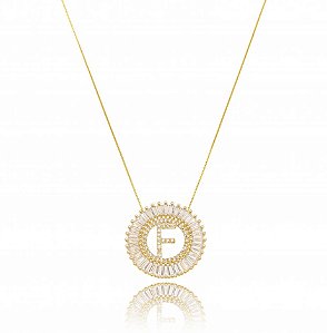 Colar Mandala Letra F Cristal