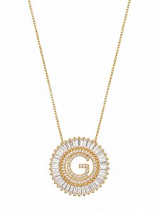 Colar Mandala Navete Letra G – Banho em Ouro Amarelo 18k
