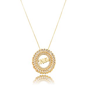 Colar Oval Mãe Cravejado com Cristais