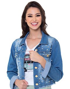 JAQUETA JEANS PÉROLAS -