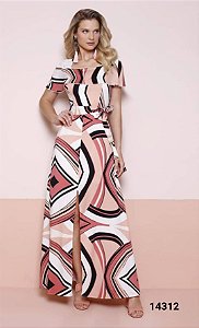 VESTIDO LONGO GEOMETRIC CINTO CORDA - FASCíNIUS