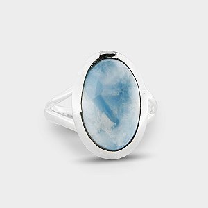 Anel Pedra Natural Larimar e Prata 925