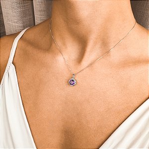 Pingente Amore com Diamantes, Prata 925 e Pedras Variadas