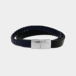 Pulseira Masculina Couro Duas Tiras