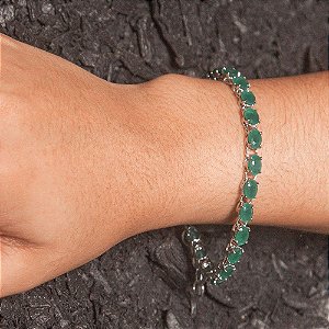 Pulseira Prata 925 Onix Verde