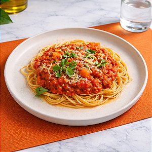 SPAGUETTE INTEGRAL AO MOLHO BOLONHESA
