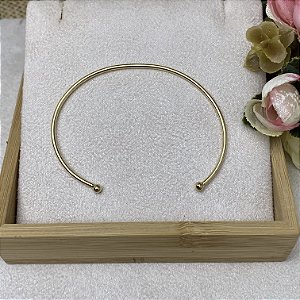 Bracelete Liso com Bolinhas Semijoia Ouro