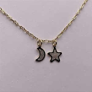 Tornozeleira Lua e Estrela Semijoia Ouro