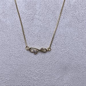 Colar Infinito com Coração Semijoia Ouro