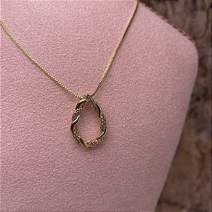 Colar Gota Torcida Semijoia Ouro