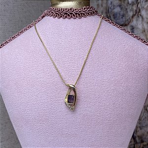 Colar Karina Ametista Semijoia Ouro