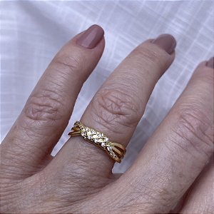 Anel Tramas Semijoia Ouro