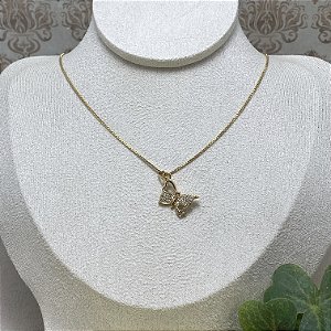 Colar Borboleta Flora Semijoia Ouro