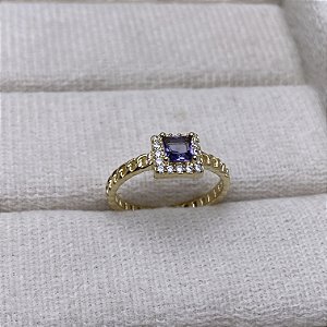Anel Sara Ametista Semijoia Ouro