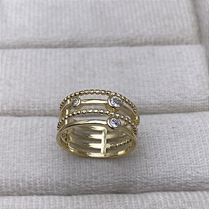 Anel Verônica Semijoia Ouro