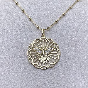 Colar Espírito Santo Redondo Semijoia Ouro