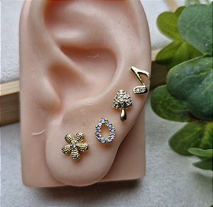 Brinco Nota Musical Semijoia Ouro