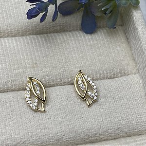 Brinco 3 Folhas Semijoia Ouro