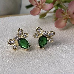 Brinco Abelhilha Green Semijoia Ouro