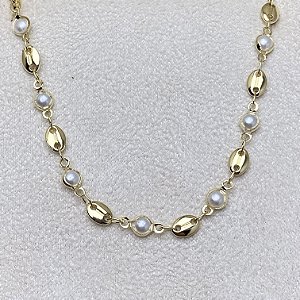 Pulseira Pérolas Entremeadas Semijoia Ouro