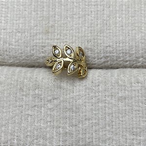 Brinco Falso Piercing Folhinha Crav Semijoia Ouro