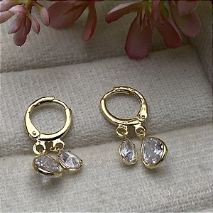 Brinco Argolinha 2 Gotas Semijoia Ouro
