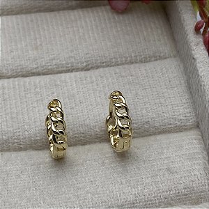 Brinco Argolinha Corrente Semijoia Ouro